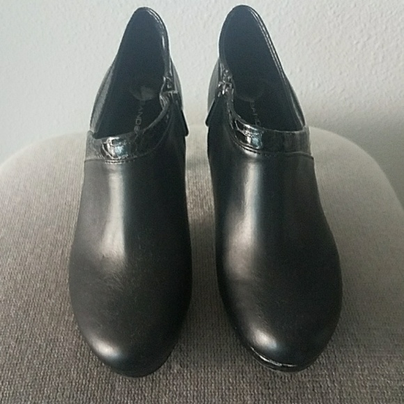 Black Booties With Alligator Print Trim - Picture 2 of 5